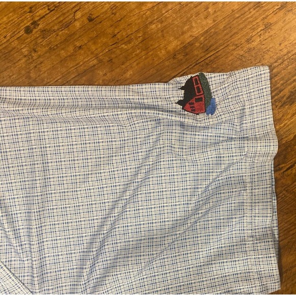 FootJoy Performance Blue White Square Striped Stretch Golf‎ Polo Shirt Men's XL - Picture 5 of 8